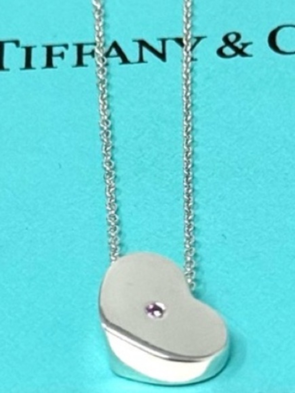 Authentic Tiffany & CO. Paloma Picasso 1P Pink Sapphire Heart  Necklac…